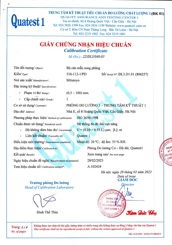 Hệ thống kiểm định đồng hồ đo nước lạnh